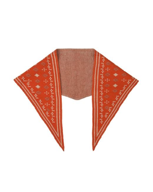 Saachi Red Foulard Knit Triangle Scarf