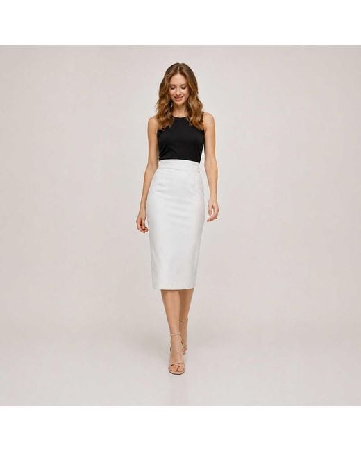 Conquista Gray Neutrals Fitted High-Waisted Pencil Skirt With A Narrow Waistband