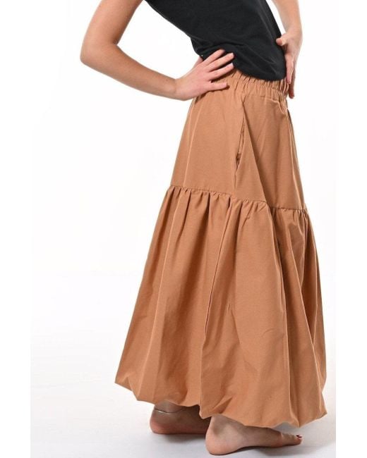 Frock Tales Brown Mylar Puffball Midi Skirt