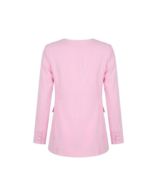 Modenaire Pink Sculptural Rose Blazer With Tailored Silhouette