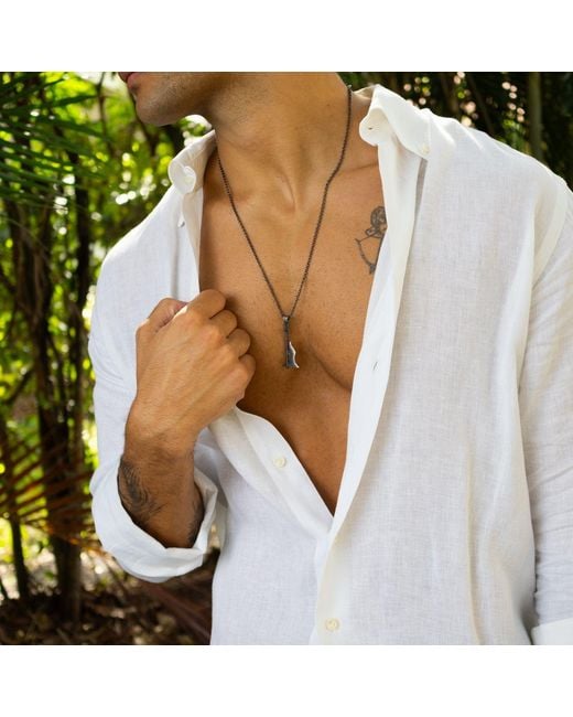 Ebru Jewelry Metallic Warrior's Flame Axe Necklace for men