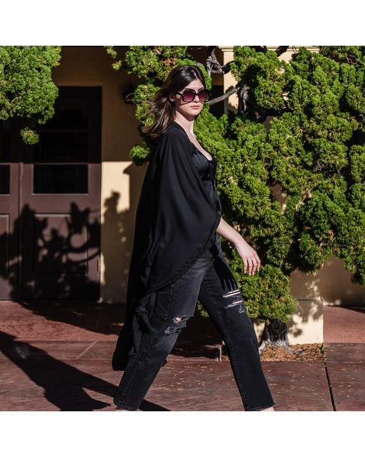 Jennafer Grace Black Kimono Duster Wrapdress