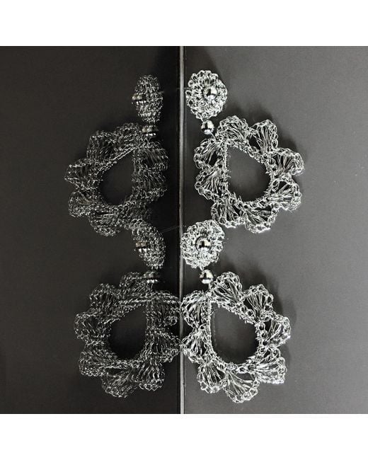 Lavish by Tricia Milaneze Metallic All Audrey Dangle Handmade Crochet Earrings