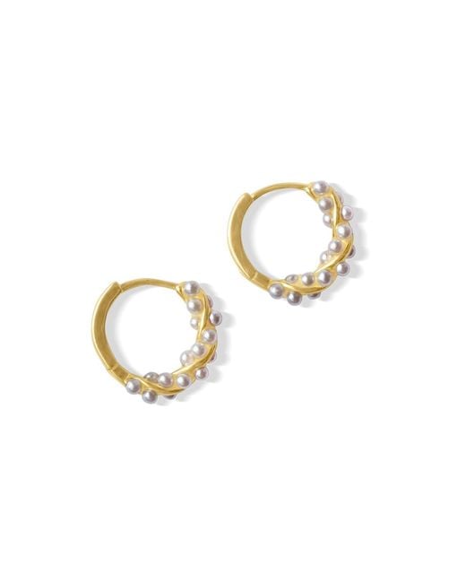 FV Jewellery Metallic Perle Twisted Pearl Petite Hoop Earring
