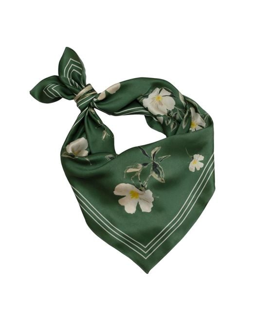 RainSisters Green Medium Floral Natural Silk Scarf
