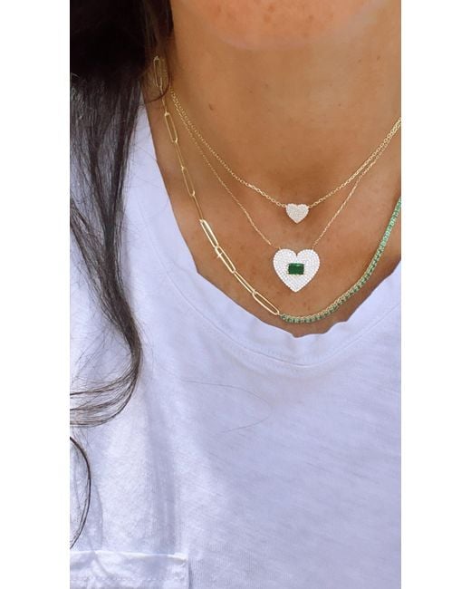 SHYMI Metallic Mini Pave Heart Necklace