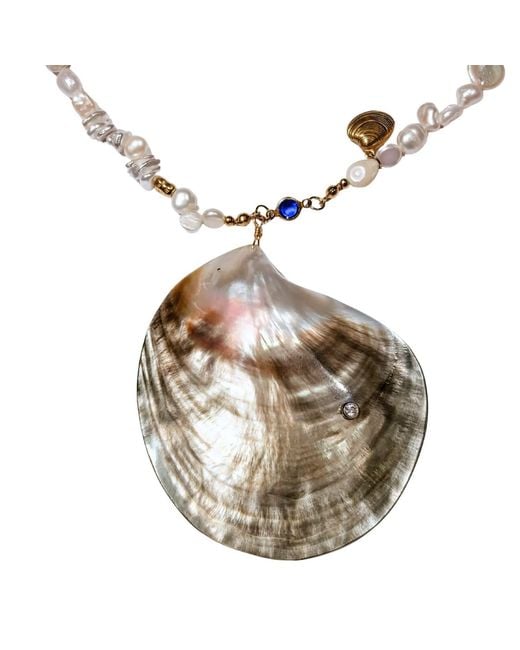 Babaloo Metallic Mother-Of-Pearl & Freshwater Pearl Statement Necklace