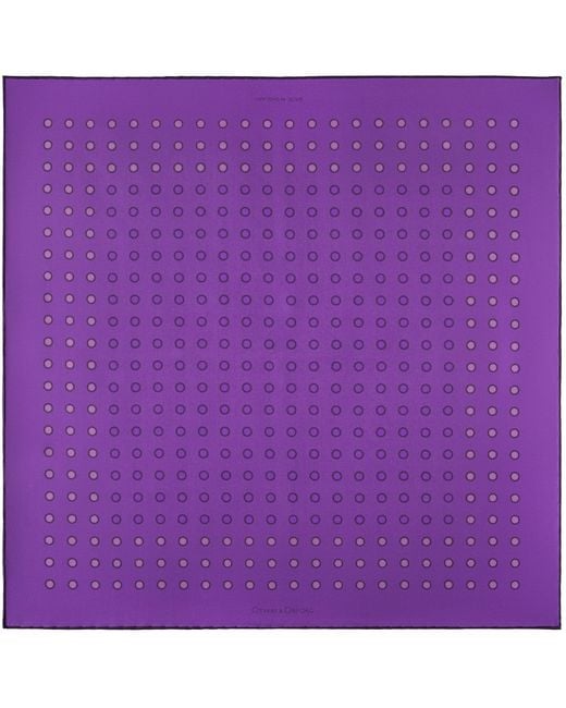 Otway & Orford Purple 'Luna' Polka Dot Silk Pocket Square for men