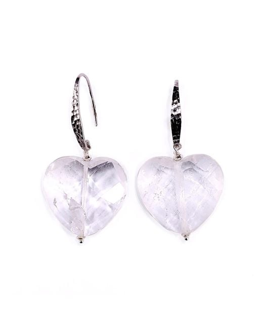Mineralgems•Studio White Neutrals Clear Quartz Heart Earrings