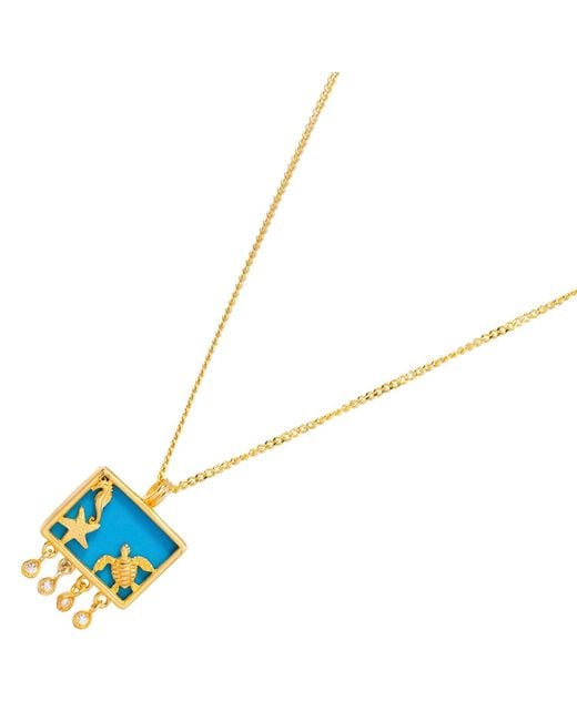 Ebru Jewelry Blue Starfish Ocean Spirit Animal & Pendant Chain Necklace