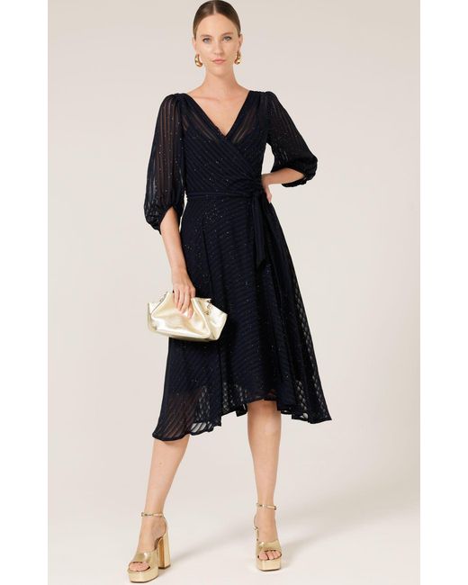 SACHA DRAKE Blue Vivienne Wrap Dress