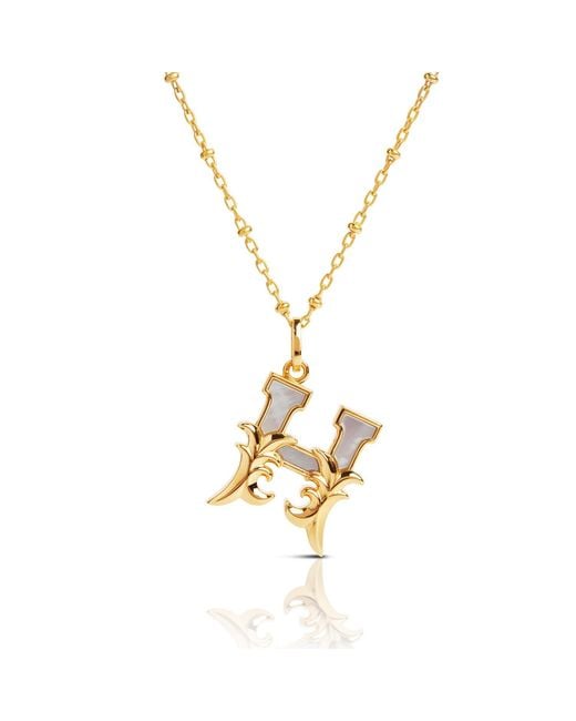 Kasun Metallic Plated H Initial Necklace With Mother Of Pearl