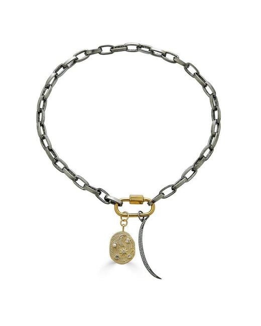 Loni Paul Jewelry Metallic Thick Paperclip Star & Moon Charm Necklace