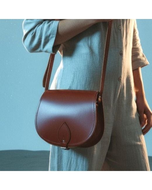 Zatchels Brown Handmade Leather Small Saddle Bag