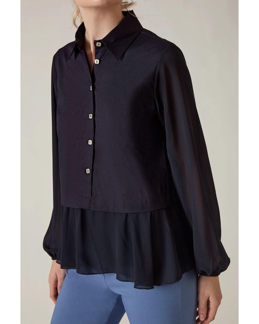 James Lakeland Blue Contrast Hem Blouse