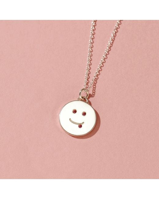 Posh Totty Designs Metallic Sterling Yum Face Face Ruby Pendant Necklace