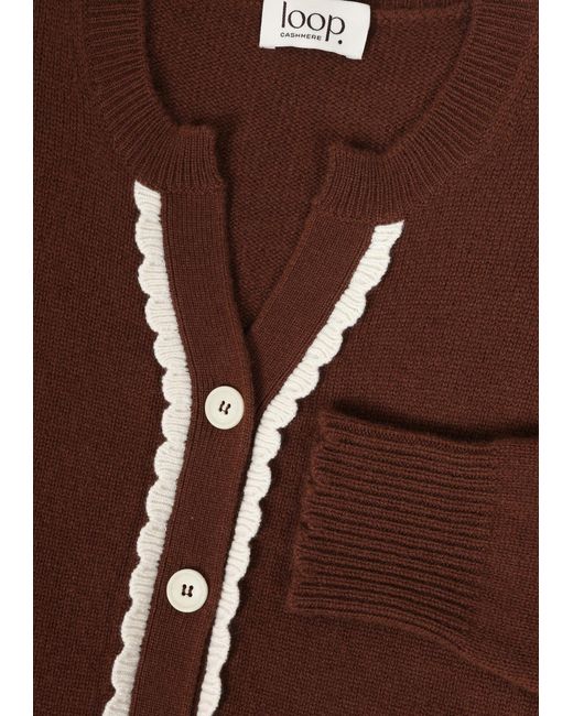Loop Cashmere Brown Shell Edge Cardigan