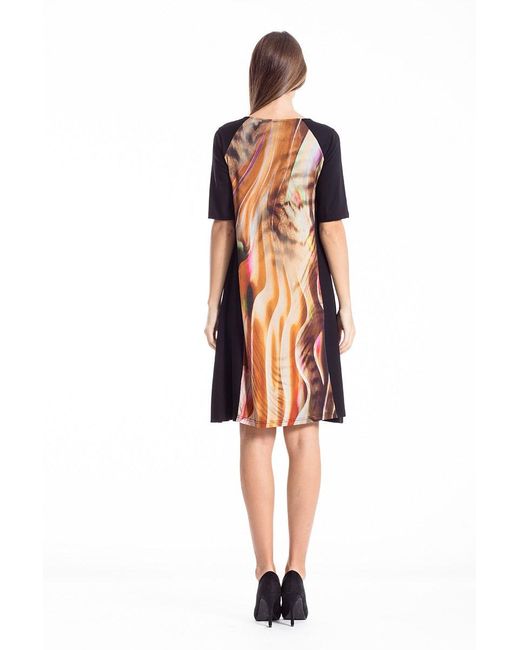 Conquista Orange Animal Print A Line Dress