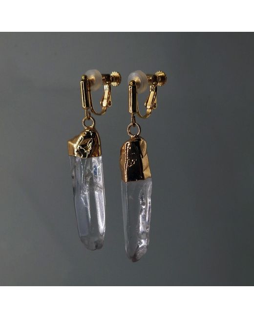 Laura Daili Metallic Neutrals Smoky Crystal Drop Clip On Earrings