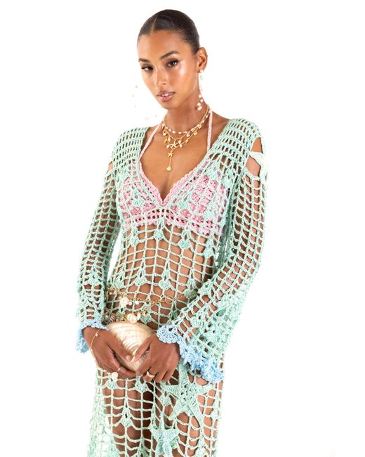 Andreeva Green Aqua Marine Handmade Maxi Cover-Up & Dress