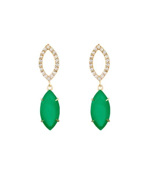 Augustine Jewels Green Agate & Diamond Earrings