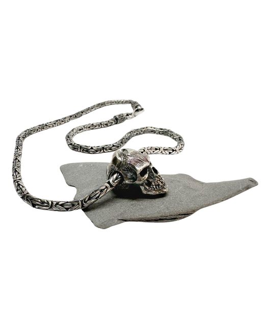 Tg-Jewellery by Tamara Gervasio Metallic Skull Japonese Sign Power Flat Byzantine Chain for men