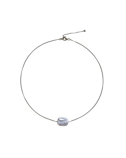 London Atelier Byproduct Metallic Freshwater Irregular Square Pearl Pendant Necklace