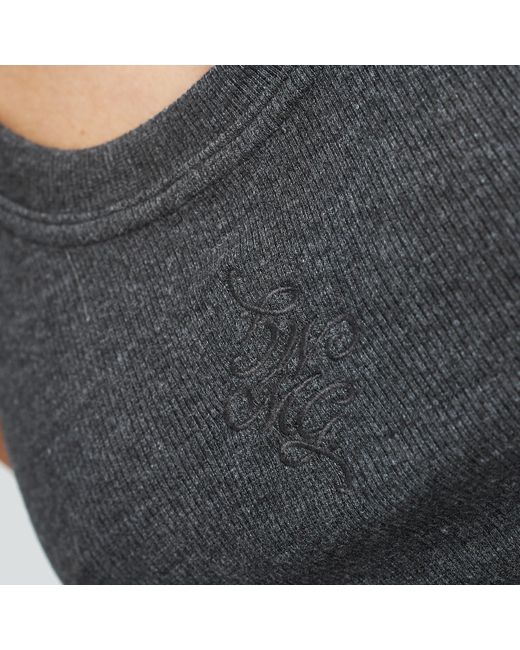 Mandragora Black Ribbed Cotton Dark Melange Tank Top Caro