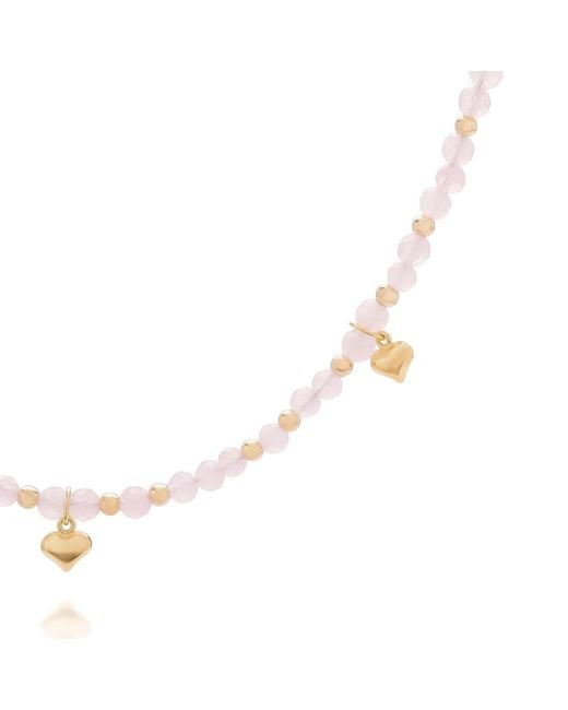 Nellou Jewellery Metallic Rose Hearts Necklace Plated Sterling