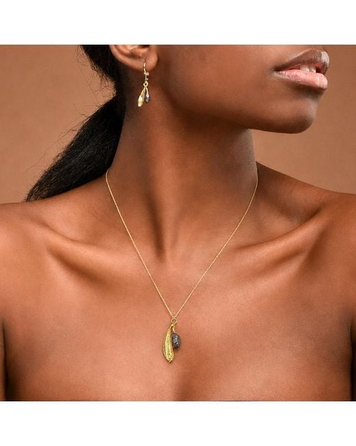 Mother Nature Jewelry Metallic Leaf Pendant, Handmade & Rhodium Two-Tone Necklace