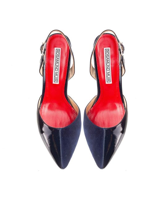 Rosamund Muir London Blue Augusta Duo-Texture Slingback Heels