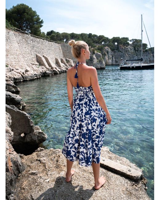 Change of Scenery Blue Neutrals Abbie Halter Dress
