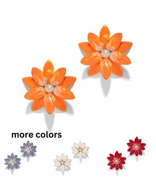 The Pink Reef Orange Dahlia Hand Painted Floral Earring