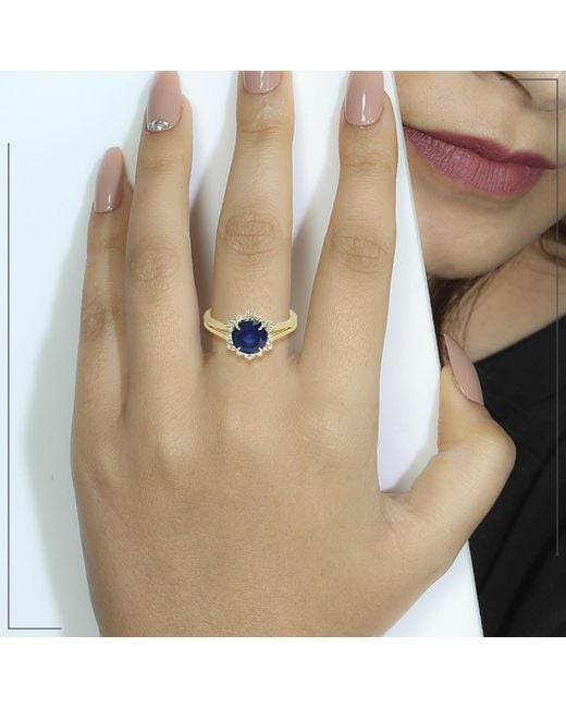 Artisan Blue Sapphire & Diamond Halo Solitaire Ring