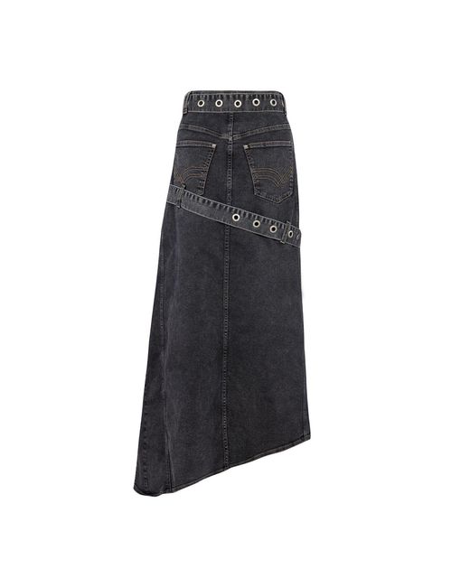 Pcfg Black Your Itch Colorblocked Denim Skirt