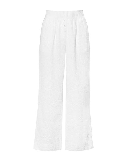 Nudea White Seersucker Button Trouser