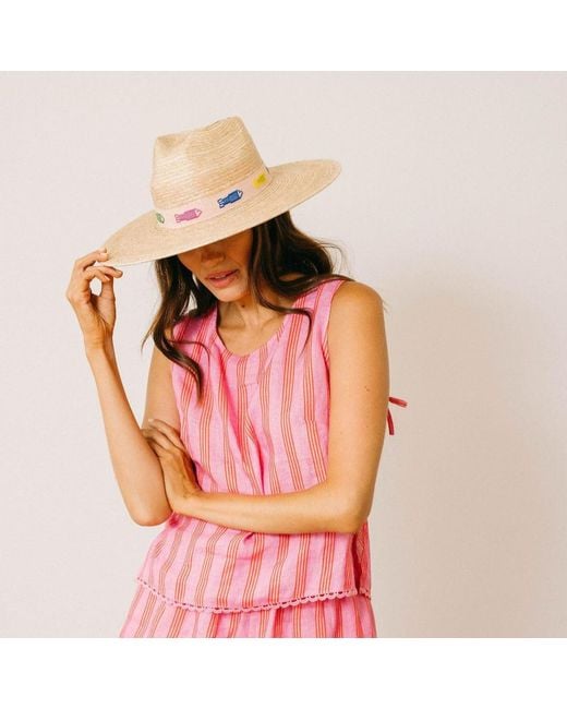 SUNSHINE TIENDA Natural Colorful Fin Palm Hat