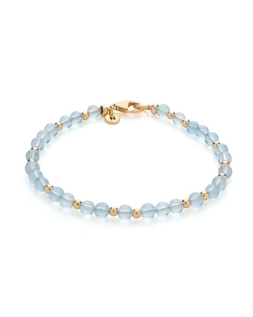 Nellou Jewellery Metallic Jewel Bead March Birthstone Bracelet Plated Sterling