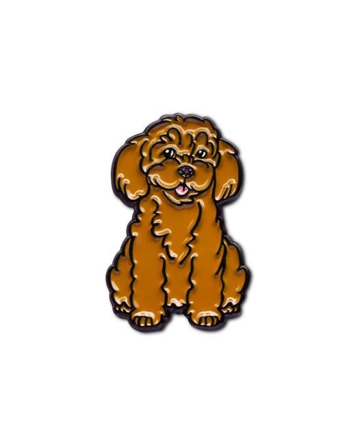 Make Heads Turn Metallic Enamel Pin Toy Poodle Dog