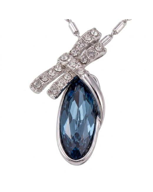 Modenaire Metallic Dragonfly Egg Crystal Pendant Necklace