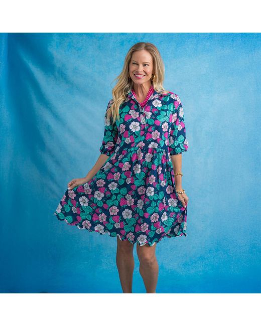 Mary Marshmallow Blue Scalloped Frannie Short Dress