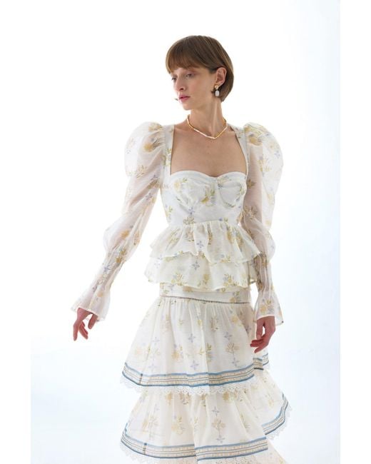 We Are Kindred White Cynthia Silk Long Sleeve Top