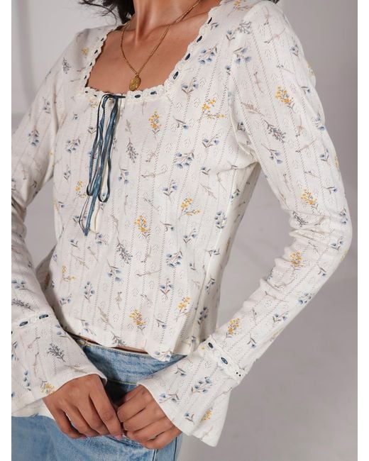 Rose & Nancy White Ella Jersey Square Neck Top