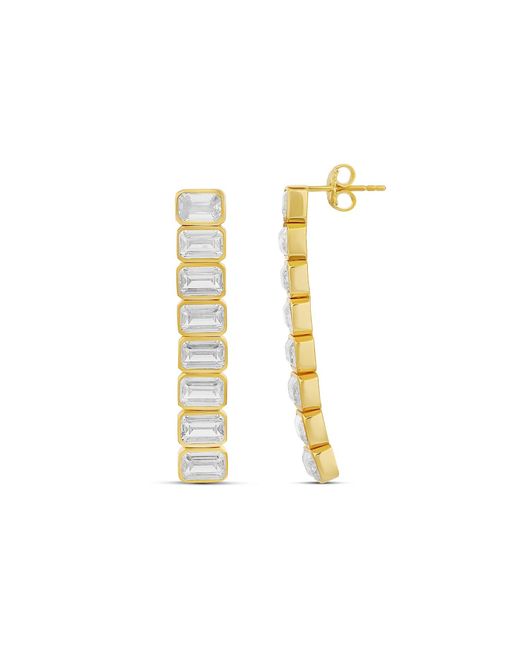 SHYMI Metallic Emerald Bezel-Set Drop Earrings