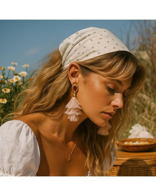 Babaloo Green Feather Cascade Earrings
