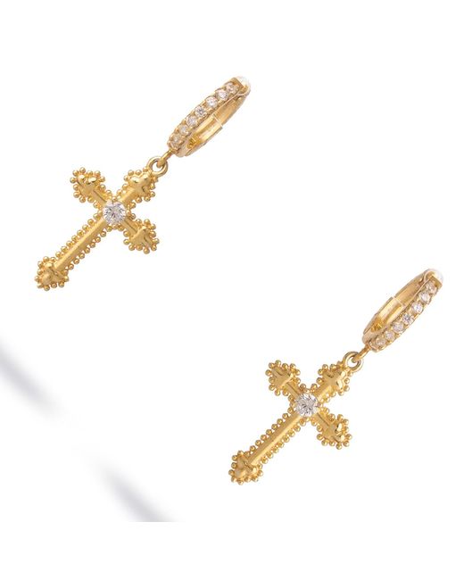 Ebru Jewelry Metallic Divine Spark Cross Vermeil Earrings