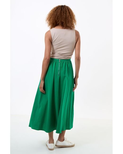 Louche Green Zoeline Recycled Cotton Midaxi Skirt
