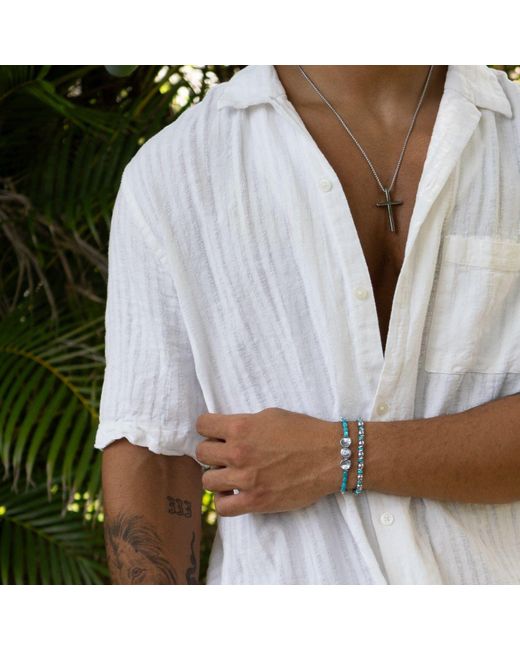 Ebru Jewelry Blue Sea Soul Hematite & Bracelet Set for men