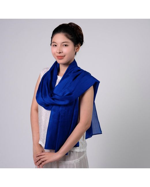 Silk and Bears Blue Royal Silk Scarf – Hand-Dyed Mulberry Silk, Eid & Evening Wrap