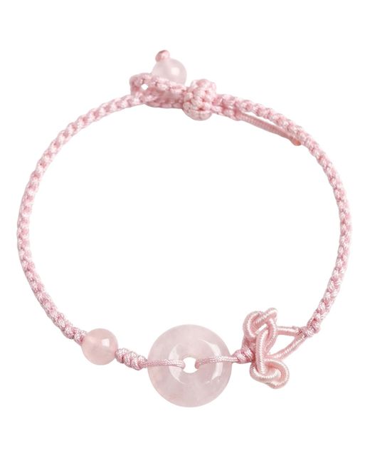 seree Pink Kids Donut Charm Rose Quartz Woven Bracelet Anklet